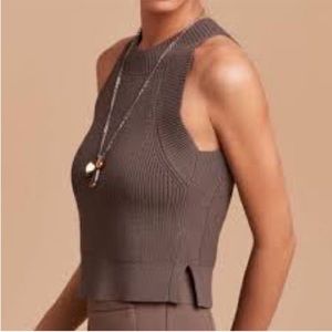 Aritzia Wilfred Crevier Rib Knit Crop XS Brown